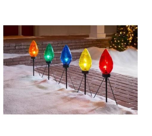 Photo 1 of 20 in. Multi-Color Giant C7 Christmas Pathway Lights (Set of 5)
