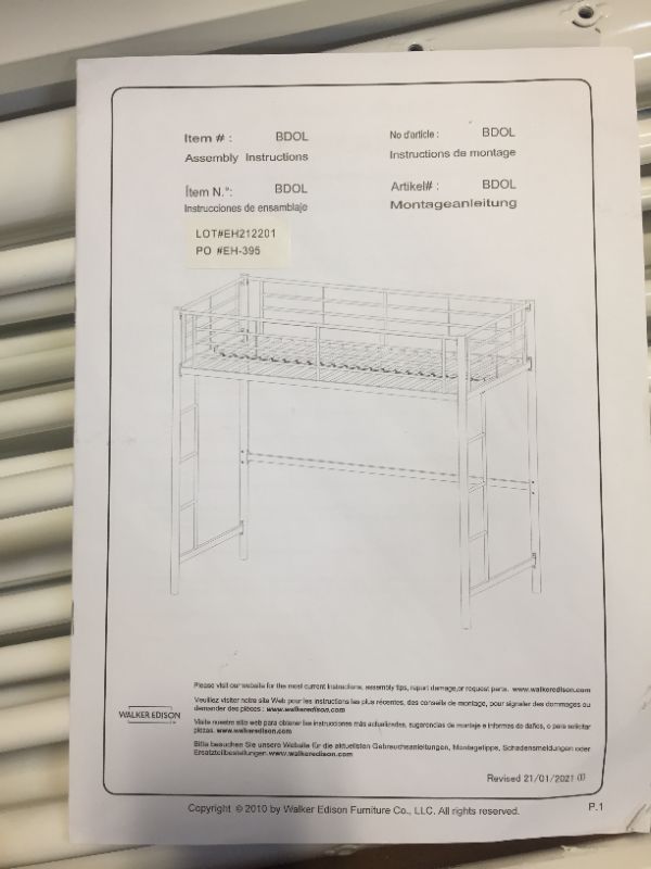 Photo 4 of DHP Twin-Over-Full Bunk Bed with Metal Frame and Ladder, Space-Saving Design White