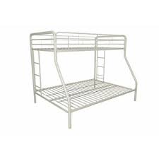 Photo 1 of DHP Twin-Over-Full Bunk Bed with Metal Frame and Ladder, Space-Saving Design White