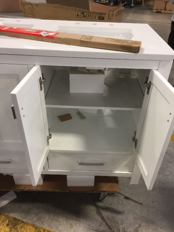 Photo 5 of allen + roth Ronald 48-in White Undermount Double Sink Bathroom Vanity with White Engineered Stone Top
