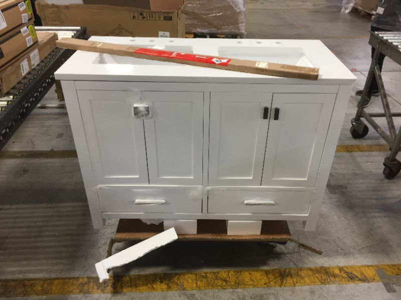 Photo 2 of allen + roth Ronald 48-in White Undermount Double Sink Bathroom Vanity with White Engineered Stone Top
