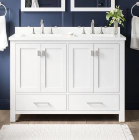 Photo 1 of allen + roth Ronald 48-in White Undermount Double Sink Bathroom Vanity with White Engineered Stone Top
