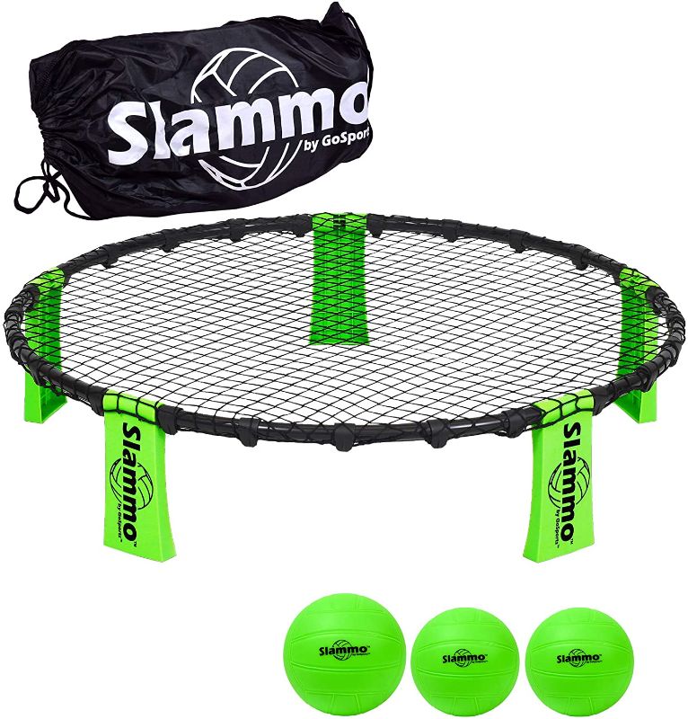 Photo 1 of GoSports Slammo Game Set (Includes 3 Balls, Carrying Case and Rules) - Outdoor Lawn, Beach & Tailgating Roundnet Game for Kids, Teens & Adults
