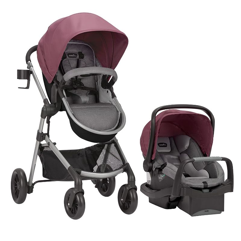 Photo 1 of Evenflo Pivot Modular Travel System with SafeMax Infant Car Seat - Dusty Rose