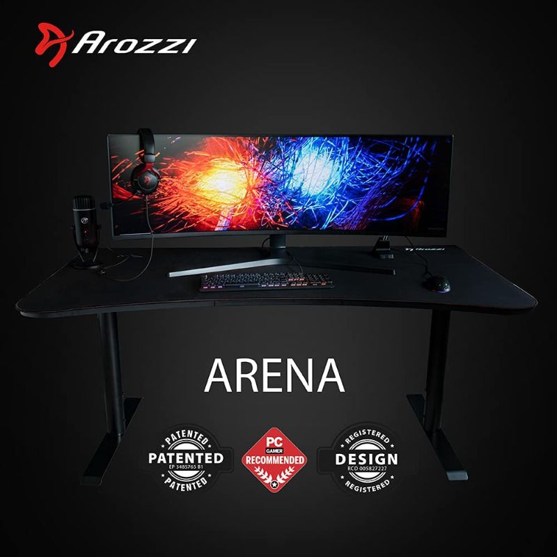 Photo 1 of Arozzi Arena 63"W Gaming Desk, Pure Black