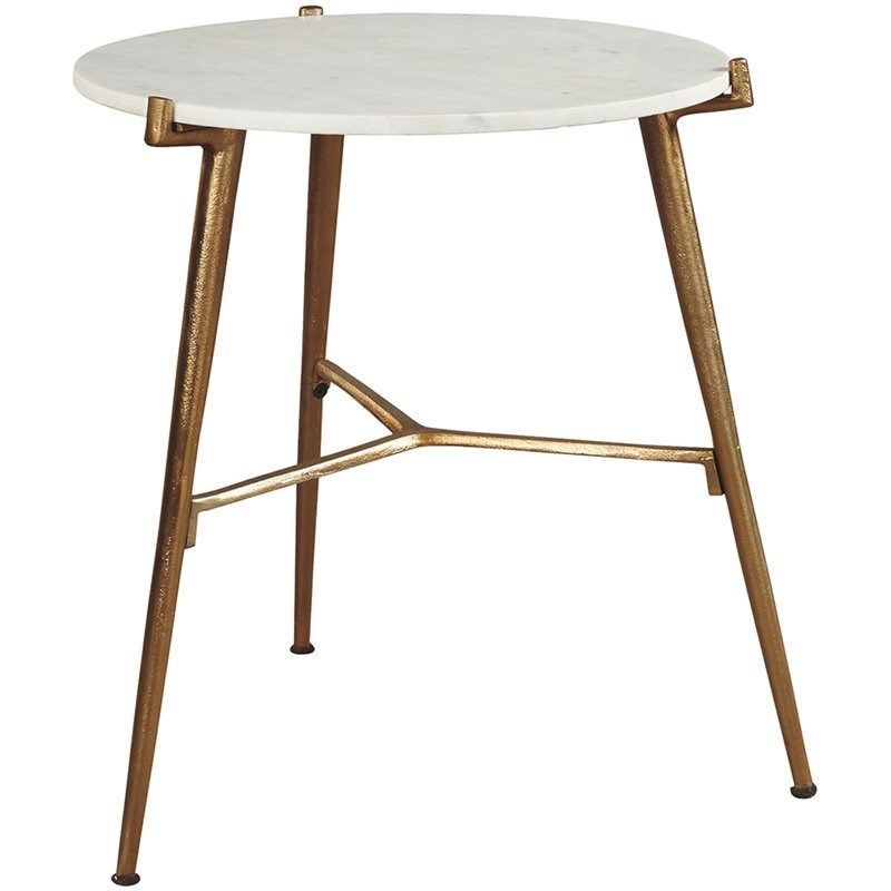 Photo 1 of 
Ashley Chadton Marble Top Accent Table in White and Gold