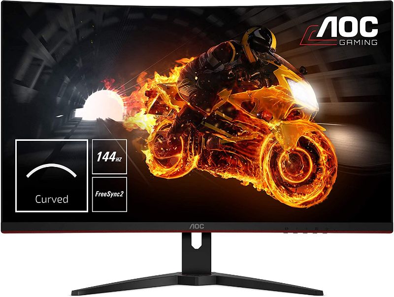 Photo 1 of AOC Gaming 31.5" curved gaming monitor, Full HD 1920x1080, 1800R curved VA panel, 50M:1 DCR, 1ms (MPRT), AMD FreeSync, 144Hz, 3-sided frameless, DisplayPort/HDMI/VGA, VESA compatible
SCREEN IS DAMAGED