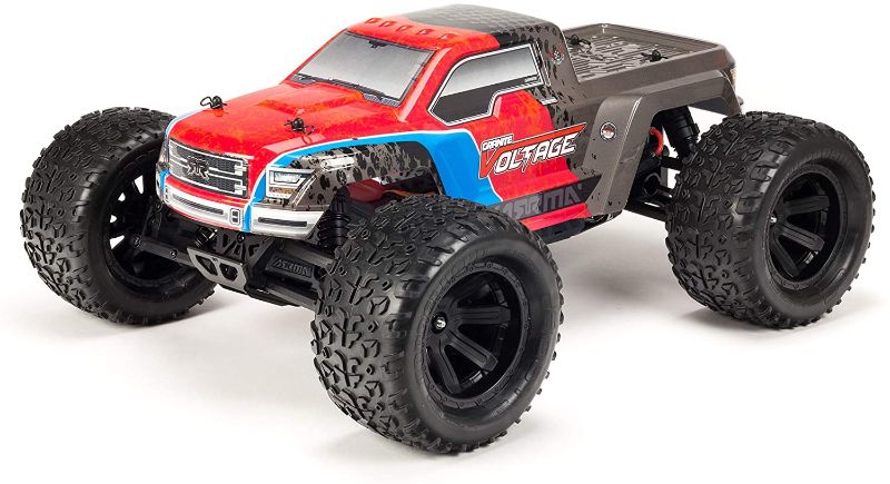 Photo 1 of ARRMA RC Monster Truck: 1/10 Granite Voltage MEGA 2WD SRS RTR with 2.4GHz Radio | 1800mAh 6C NiMH Battery | Charger | 1:10 Scale (Red/Black), ARA102727T3
