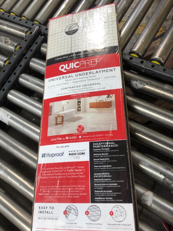 Photo 3 of 100 sq. ft. 3.9 ft. x 25.7 ft. x 0.059 in. Universal Underlayment for QuicTile, Vinyl Plank, Laminate, Eng Hardwood 4 PACK BUNDLE. 400 SQ. FT
