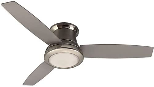 Photo 1 of Harbor Breeze Sail Stream 52-in Brushed Nickel Flush Mount Indoor Ceiling Fan with Light Kit and Remote (3-Blade)
