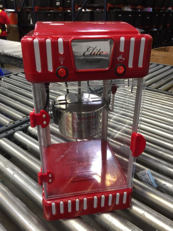 Photo 1 of Elite Electric Tabletop Popcorn Kettle Maker, Retro Carnival, Warming Light (2.5Oz, Red)
