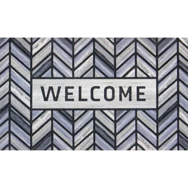 Photo 1 of 4pack Herringbone Welcome Gray 18 in. x 30 in. Door Mat
