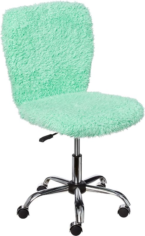 Photo 1 of Urban Shop Faux Fur Rolling Task Chair, Mint
