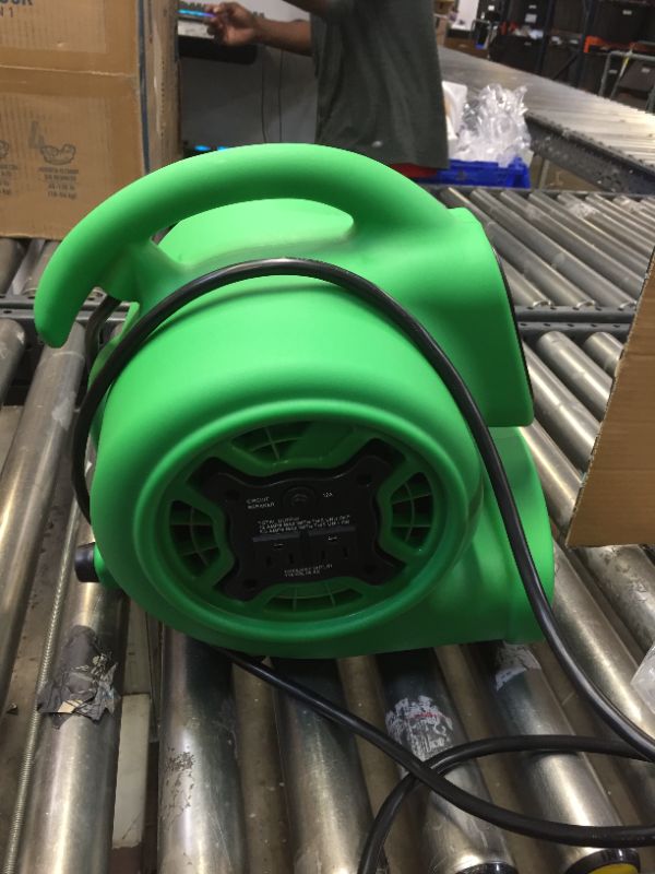 Photo 2 of XPOWER 848025023419 P-230AT-Green Mini Mighty Air Mover Utility Blower Fan with Built-in Power Outlets, 925 CFM, Green
