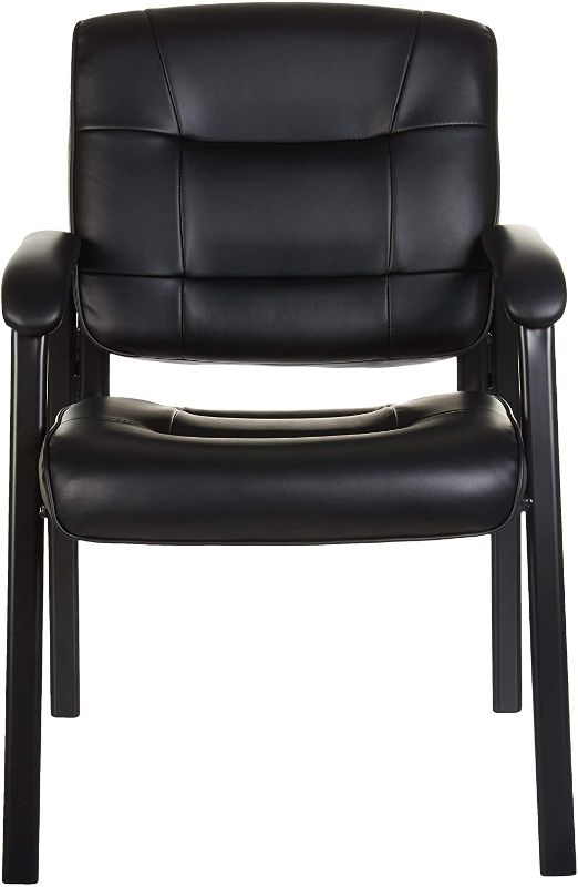 Photo 1 of Amazon Basics Classic Faux Leather Office Desk Guest Chair with Metal Frame - Black
