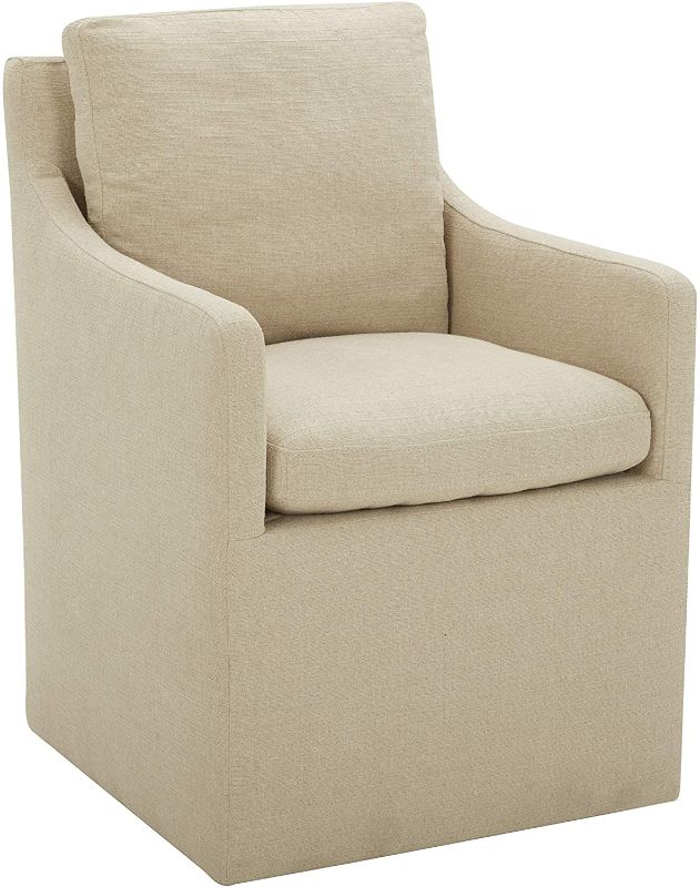 Photo 1 of Amazon Brand – Stone & Beam Vivianne Modern Upholstered Dining Chair with Casters, 24.4"W, Hemp
