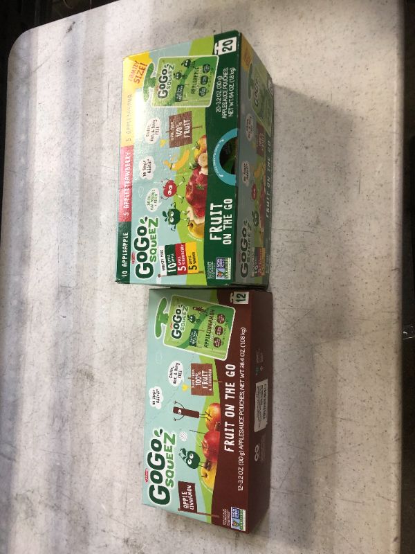 Photo 3 of GoGo squeeZ Applesauce, Apple Cinnamon, 3.2 Ounce (12 Pouches), Gluten Free, Vegan Friendly, Unsweetened Applesauce, Recloseable, BPA Free Pouches (BEST IF USED BY 01/05/22)
&&&
GoGo squeeZ Fruit on the Go Variety Pack, Apple Apple, Apple Banana, & Apple 