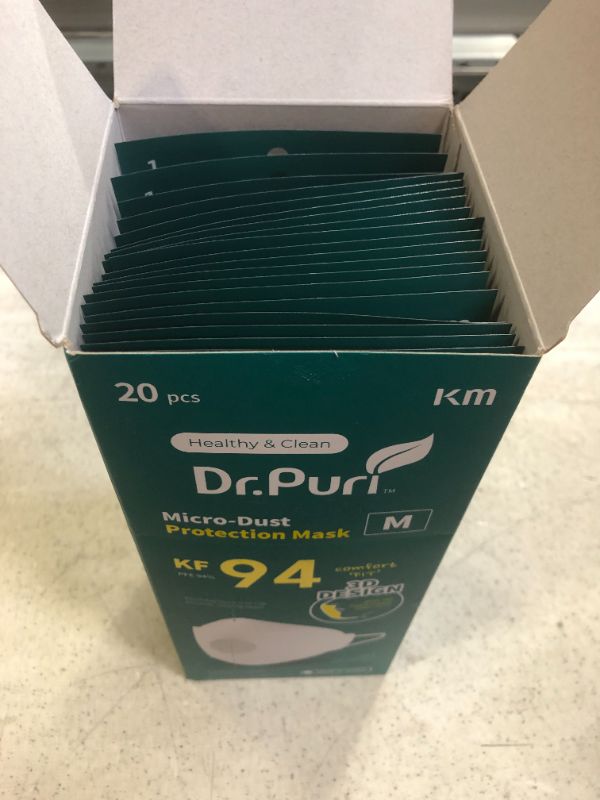 Photo 2 of [20 Pack] Dr.Puri New Micro-Dust Protection Face Premium Mask (KF94) White Medium
