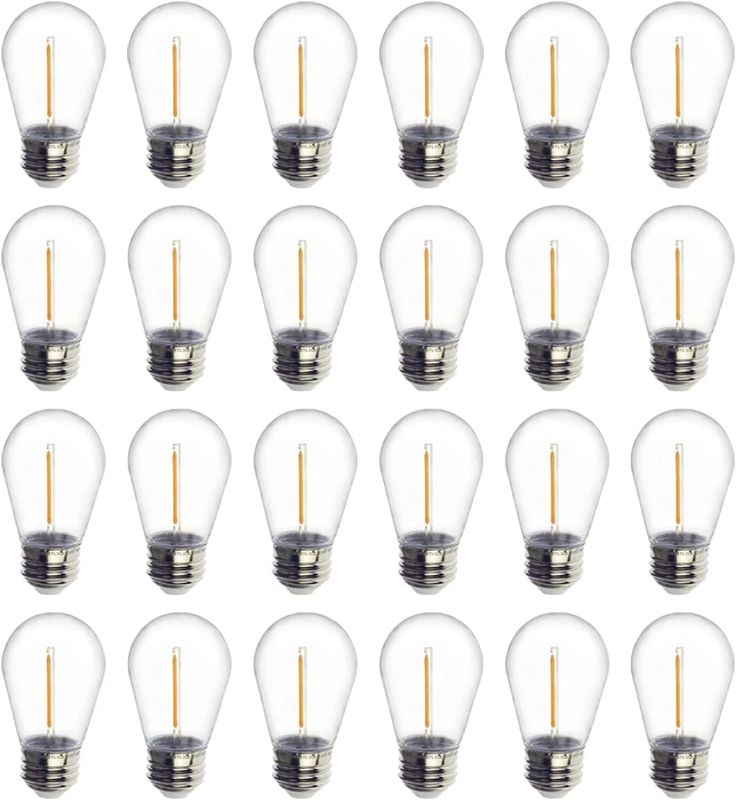 Photo 1 of 24-Pack LED 1W String Light Bulbs, UL Listed, Jslinter S14 Plastic Shatterproof Edison Vintage Style Replacement 1 Watt Outdoor Light Bulbs 2200K, Waterproof, Warm White Equivalent to 11w, e26 Base
