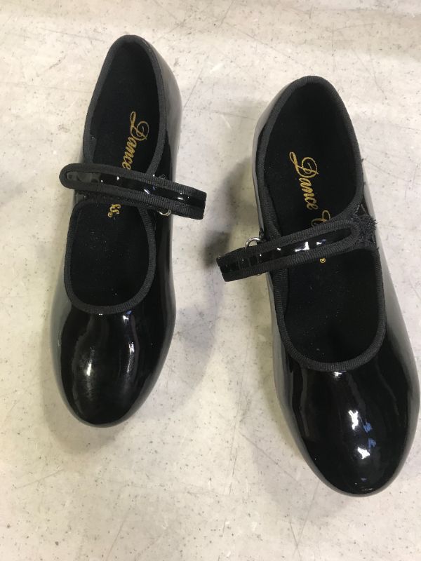 Photo 1 of girls tap dance shoes unknown size  9 inch long black