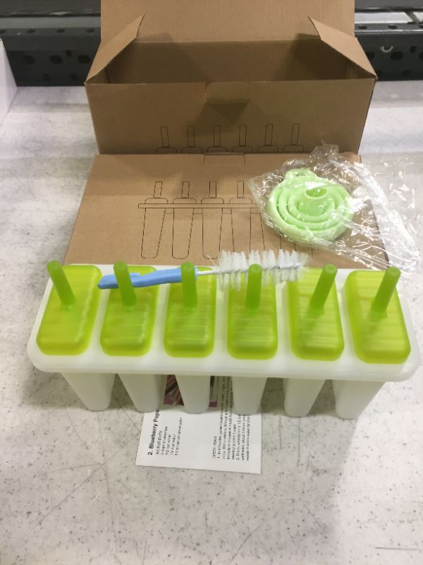 Photo 2 of 2 PACK 
Kootek Upgrade Popsicle Molds Sets 6 Ice Pop Makers Reusable Ice Lolly Cream Mold Home-made Popsicles Mould Tray with Stick, Silicone Funnel, Cleaning Brush (Green)
