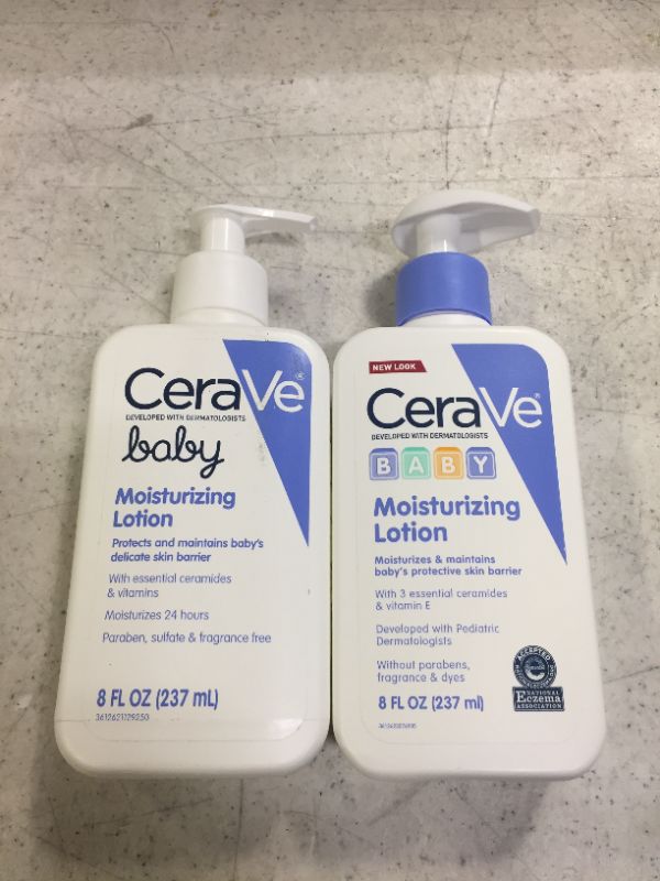 Photo 1 of 2 BOTTLES CeraVe Baby Lotion | Gentle Baby Skin Care with Hyaluronic Acid and Ceramides | Paraben and Fragrance Free | 8 Ounce | Packaging May Vary
EX 10/2022