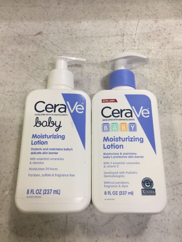 Photo 2 of 2 BOTTLES CeraVe Baby Lotion | Gentle Baby Skin Care with Hyaluronic Acid and Ceramides | Paraben and Fragrance Free | 8 Ounce | Packaging May Vary
EX 10/2022