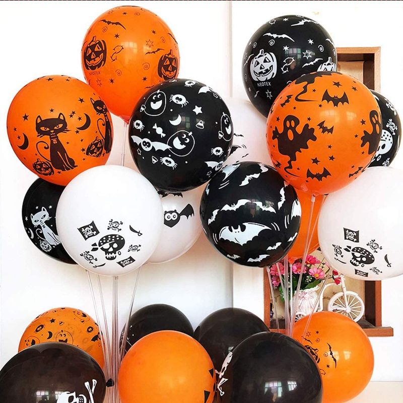 Photo 1 of 100 Pieces Halloween Latex Balloons WITH PUMP 