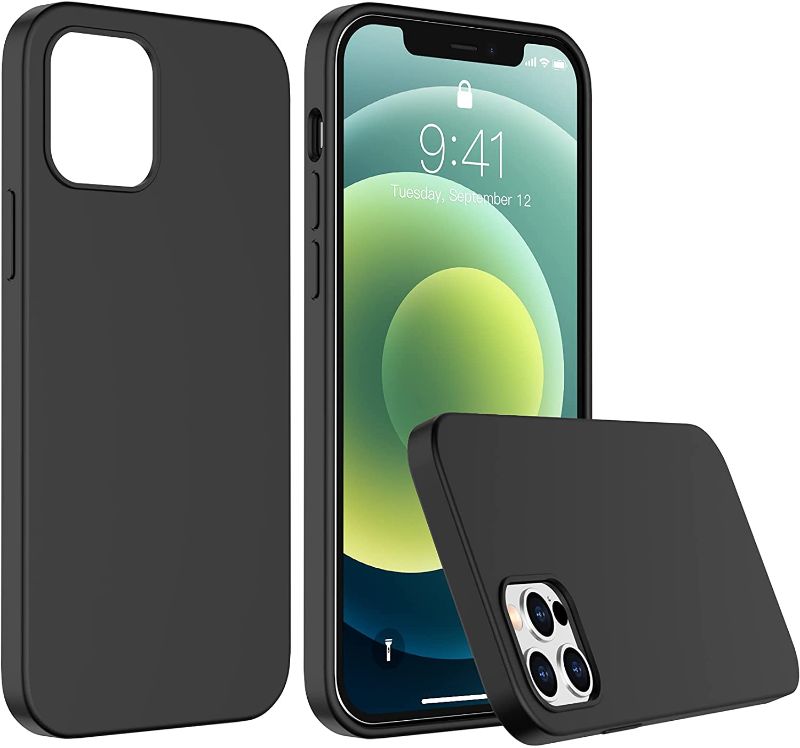 Photo 1 of 2 PACK Temdan Liquid Silicone iPhone 12 Case & iPhone 12 Pro Case,Soft Gel Rubber Silky Touch Shockproof Protective Anti Scratch Flexible Cover for iPhone 12 / iPhone 12 Pro 6.1 inch (Black)
