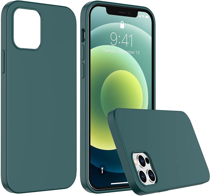 Photo 1 of 2 PACK Temdan Liquid Silicone iPhone 12 Case & iPhone 12 Pro Case,Soft Gel Rubber Silky Touch Shockproof Protective Anti Scratch Flexible Cover for iPhone 12 / iPhone 12 Pro 6.1 inch (MIDNIGHT GREEN)
