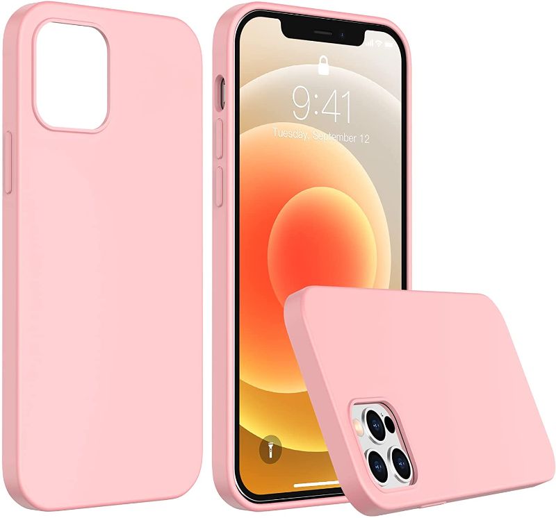 Photo 1 of 2 PACK Temdan Liquid Silicone iPhone 12 Case & iPhone 12 Pro Case,Soft Gel Rubber Silky Touch Shockproof Protective Anti Scratch Flexible Cover for iPhone 12 / iPhone 12 Pro 6.1 inch (PINK)