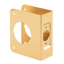 Photo 1 of 1-3/4 in. x 4-1/2 in. Thick Solid Brass Lock and Door Reinforcer, 2-1/8 in. Single Bore, 2-3/4 in. Backset
