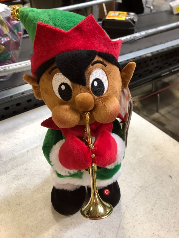 Photo 1 of ANIMATED TRUMPET PLAYER ELF (ITEM IS DIRTY FROM EXPOSURE)