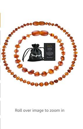 Photo 1 of 2PACK - RAW Baltic Amber Necklace + Amber Bracelet (Unisex) - Natural Amber from Baltic Region Unpolished (13inch. and 5.5inch.)