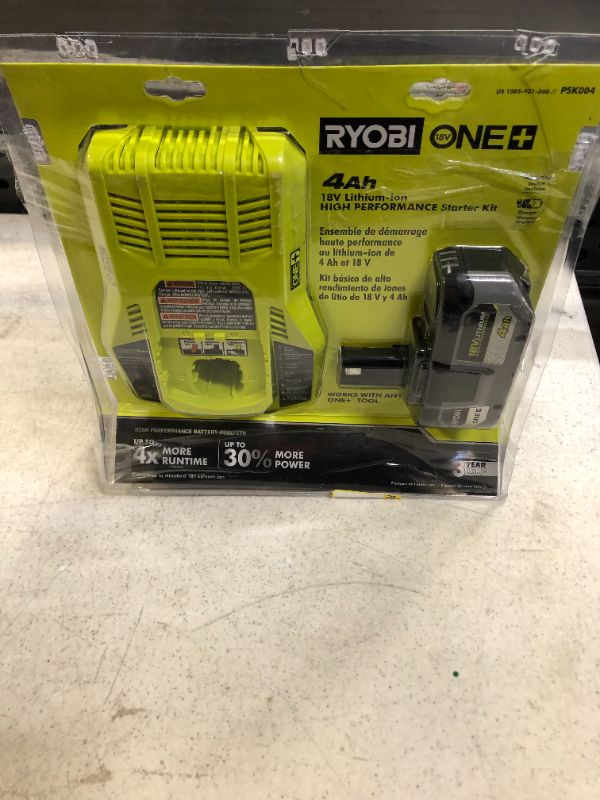 Photo 1 of ONE+ 18V HIGH PERFORMANCE Lithium-Ion 4.0 Ah Battery and Charger Starter Kit
