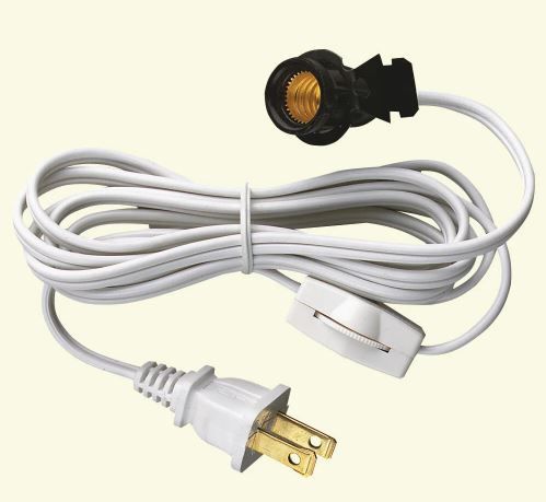 Photo 1 of 6 ft. White Candelabra Base Socket and Cord with Switch and Plug Set
