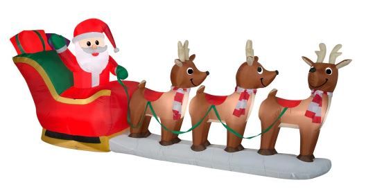 Photo 1 of 12 ft Giant Inflatable Santa with Sleigh Scene and LED Lights
