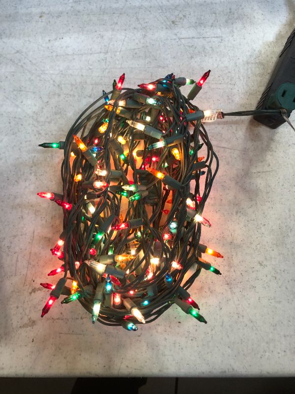 Photo 2 of 29.5 ft. 100-Light LED Mini Multi Color String Light with Green Wire
