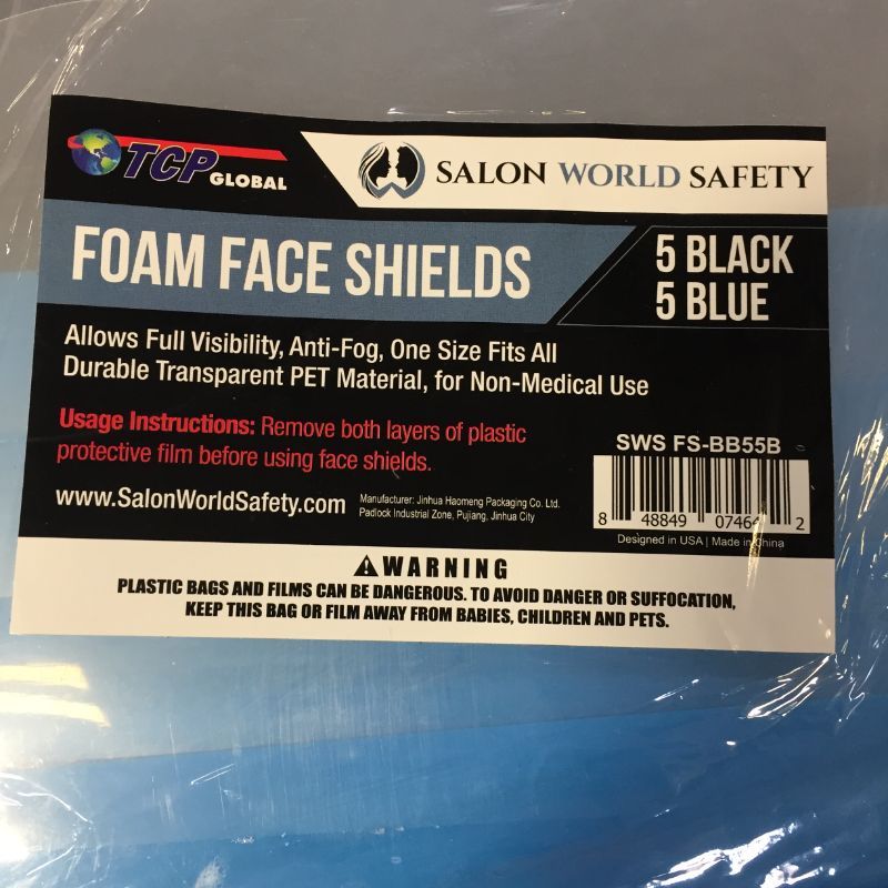 Photo 2 of 10 pack face mask sheilds, 5 blue, 5 black