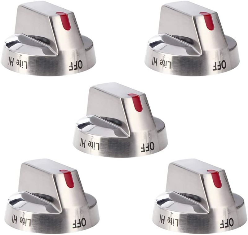 Photo 1 of DG64-00473A Top Burner Control Dial Knob Range Oven replacement Stainless Steel Compatible with Samsung Range Oven Gas Stove Knob NX58F5700WS NX58H5600SS NX58H5650WS NX58J7750SS (5pcs)