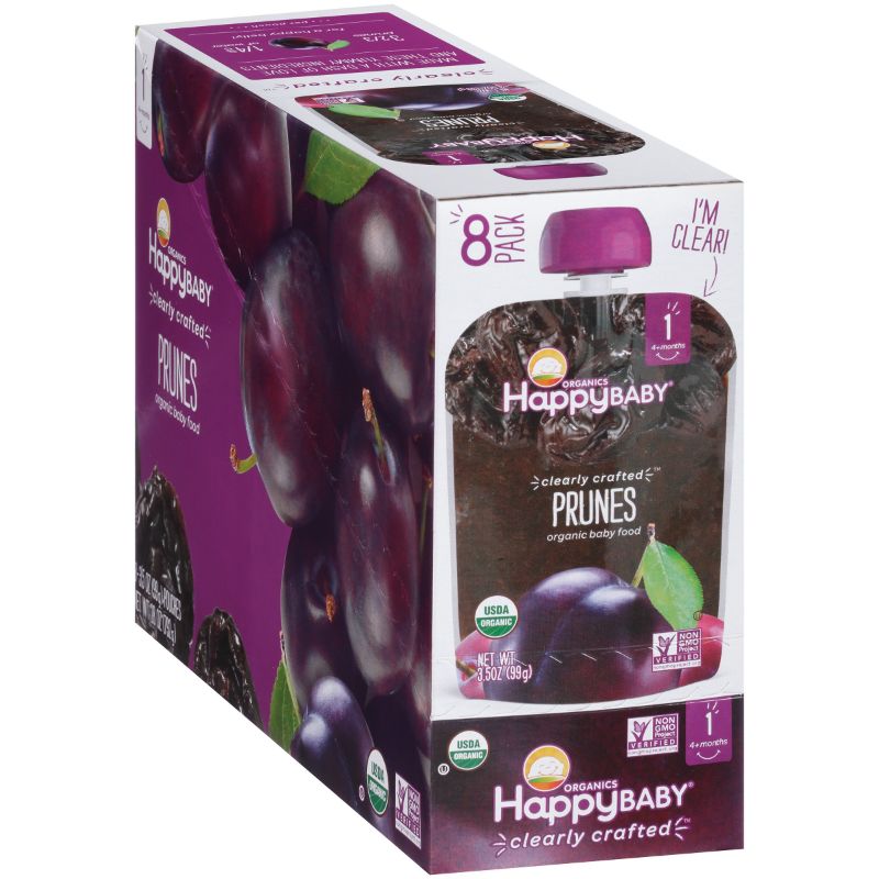 Photo 1 of (8 Pouches) Happy Baby Organics Prunes Baby Food 3.5 Oz 2 pack exp nov 5 2021