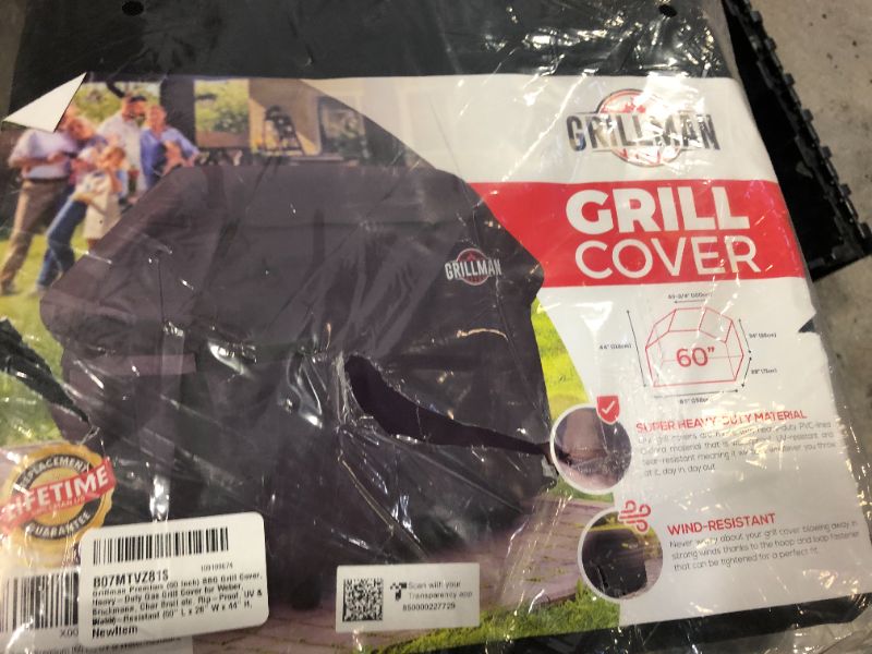 Photo 2 of Grillman Premium BBQ Grill Cover, Heavy-Duty Gas Grill Cover for Weber Spirit, Weber Genesis, Char Broil etc. Rip-Proof & Waterproof (60" L x 28" W x 44" H, Black)