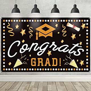 Photo 1 of 2021 Graduation Decorations -Congrats Grad Banner Backdrop Decorations-Large Fabric Graduation Party Banner 78''x45'' for Graduation Party?Graduation Decorations 2 PACKS 