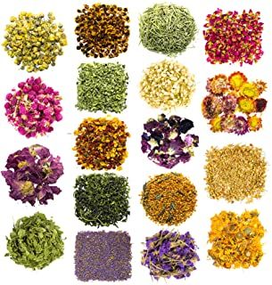 Photo 1 of Dried Flowers and Herbs for Soap Making - 18 Varieties Rose Buds Jasmine Lavender Dry Flower Petals - Lip Gloss Witchcraft Supplies Resin Jewelry Essential Oils for Candle Crafts Nail Art Bath Bombs