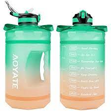 Photo 1 of 1 Gallon /128 OZ Motivational Water Bottle with Time Marker & Straw, Leakproof Large Water Jugs with Handle, [Wide Mouth] Tritan BPA Free Sports Water Bottle for Fitness Gym Outdoor Sports (Geen/Orange Gradient)