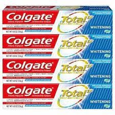 Photo 1 of Colgate Total Whitening Toothpaste Gel with Stannous Fluoride and Zinc, Original, Pack of 4, Whitening Mint, 19.2 Ounce
