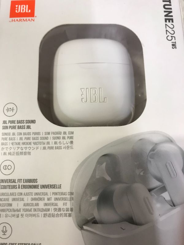 Photo 3 of JBL Tune 225TWS True Wireless Earbud Headphones - JBL Pure Bass Sound, Bluetooth, 25H Battery, Dual Connect, Native Voice Assistant (White)