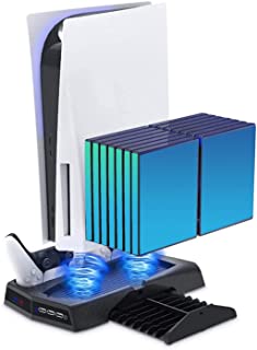 Photo 1 of safebuy, PS5 Console Vertical Stand Cooling Fan, Console Cooling Stand for Playstation5 Digital Edition & Ultra HD with 2 Controller Charge Station&Game Boxes Storage,USB Charged