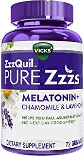 Photo 1 of ZzzQuil Pure Zzzs, Melatonin Sleep Aid Gummies with Lavender, Valerian Root and Chamomile, Natural Wildberry Vanilla Flavor, Non-Habit Forming, Drug-Free, 72 Gummies
72 Count (Pack of 1)
