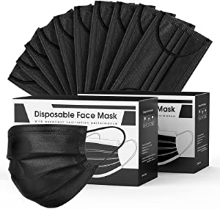 Photo 1 of 100pcs 3 Layers PLY Black Disposable Face Masks, Hyegiir Comfortable Elastic Earloops Face Masks,